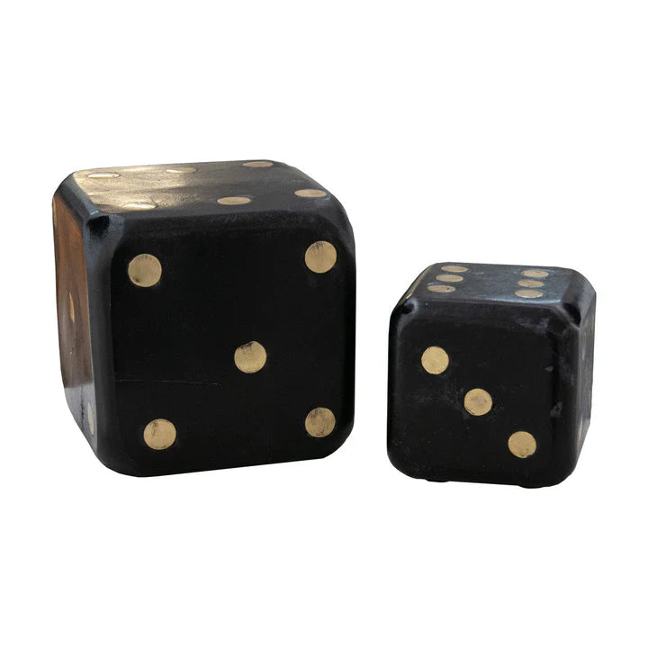 Black Marble Dice Set