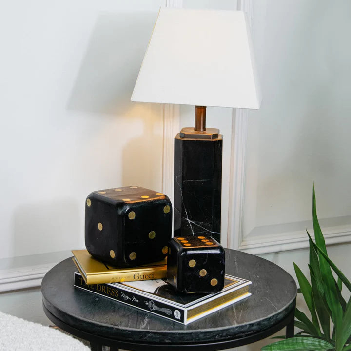 Black Marble Dice Set