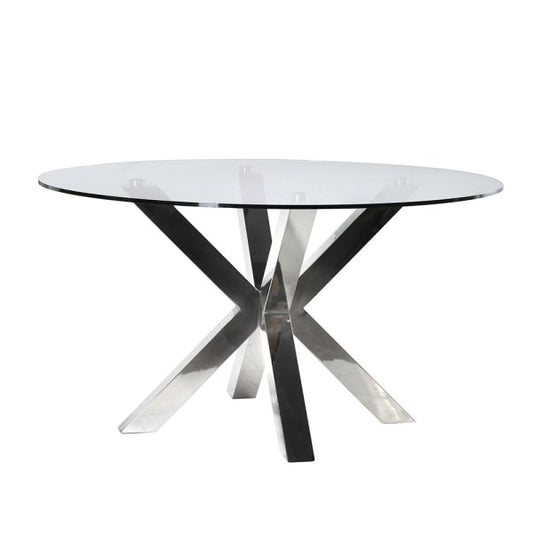 Tia Glass And Steel Round Dining Table