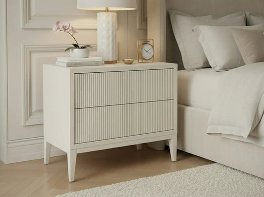 Riva White Finish Wide Bedside Table