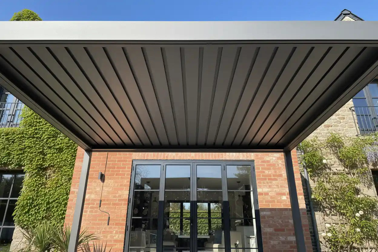 Chimes - Rivaro Deluxe 4m x 3m Motorised Aluminium Pergola with Solar LEDs
