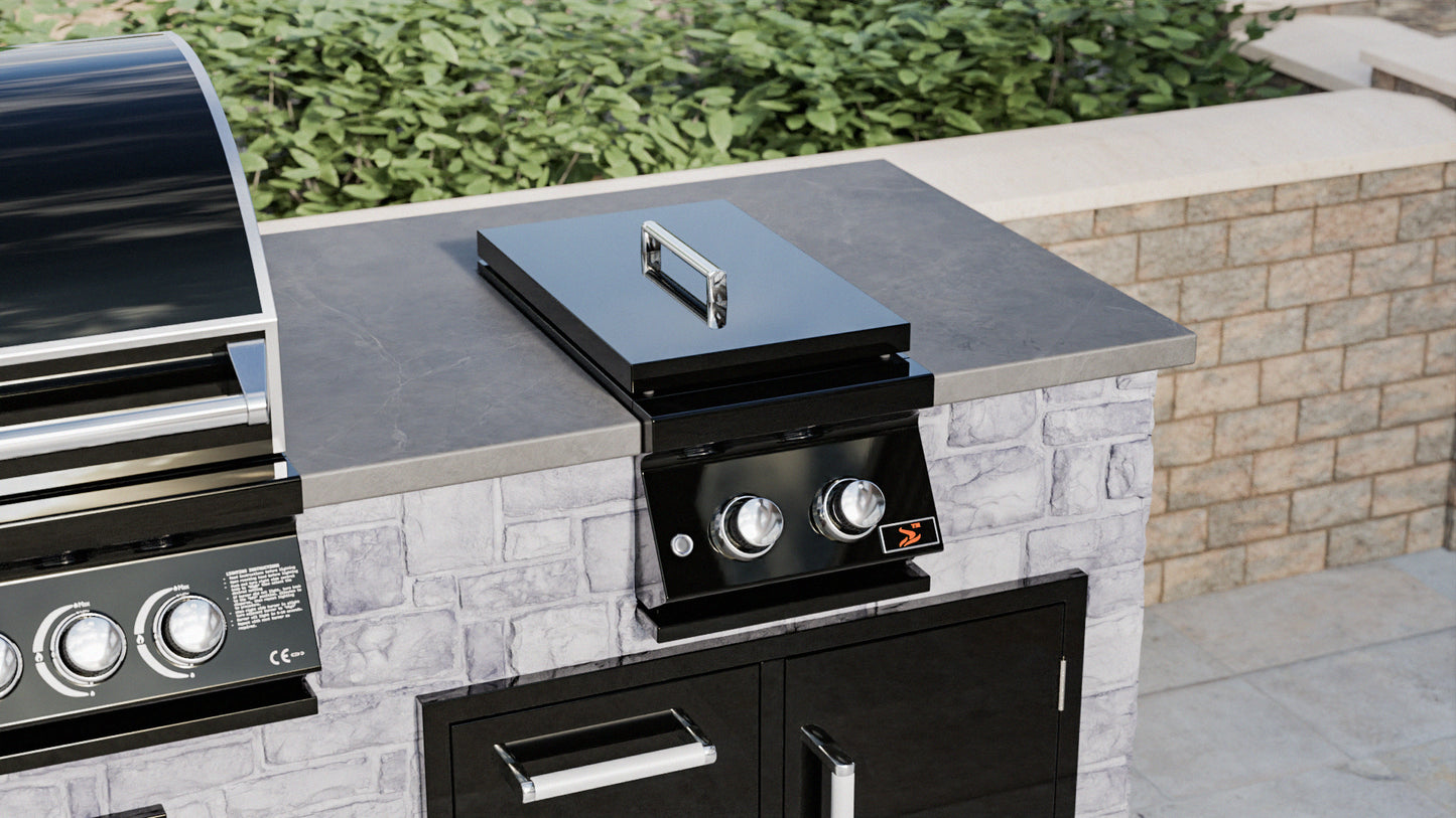 Whistler Grills - Burford Double Built in Propane Side Burner Grill SB3 - Black