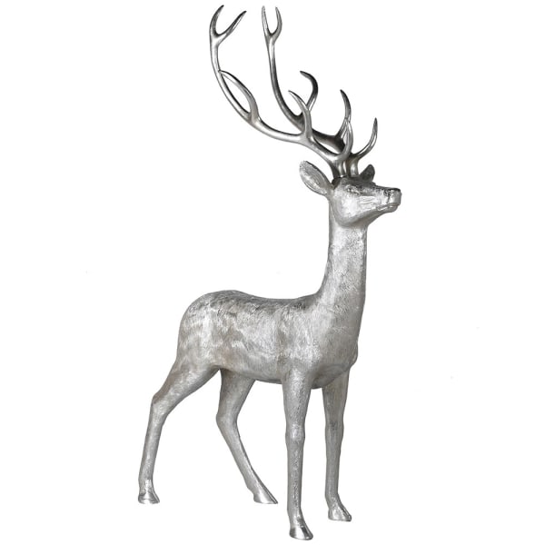 Large Silver Standing Deer