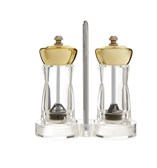 Bailey Gold Salt And Pepper Mill Set On Stand