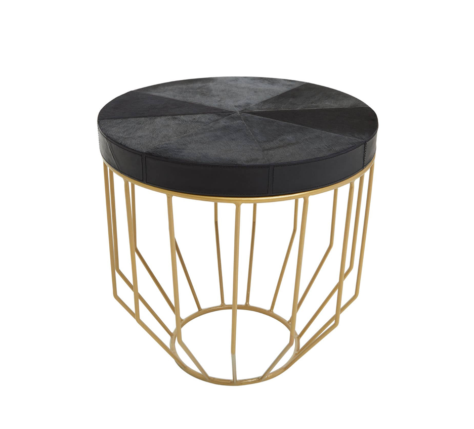 Chelsea Townhouse Hair on Leather Round Side Table