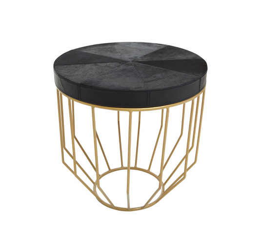 Chelsea Townhouse Hair on Leather Round Side Table