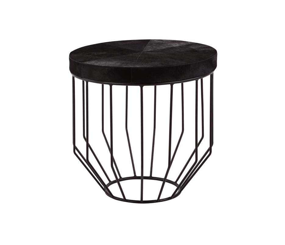 Chelsea Townhouse Hair On Hide Top Round Side Table - Black