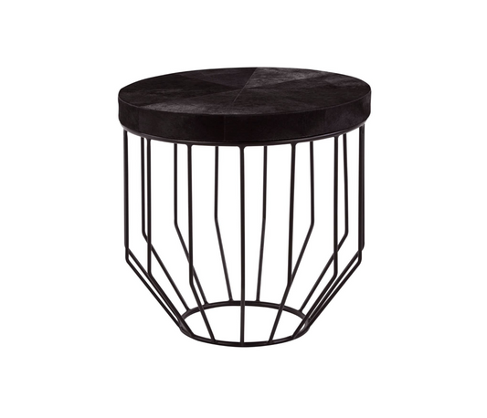 Chelsea Townhouse Hair On Hide Top Round Side Table - Black