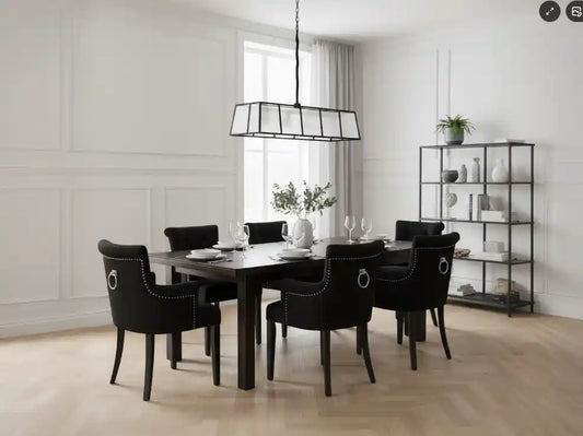 Claude Black Velvet Dining Chair With Ring Back
