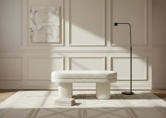 45cm Taupe Chenille Bench