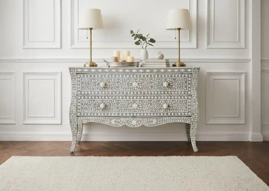 Fia Chest of 2 Drawers with Mother of Pearl Inlay