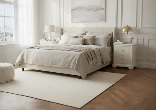 London 2 Drawer Bedside Cabinet White with Gold Handles