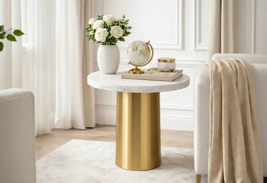 Trafalgar Antique White Globe on Gold Stand