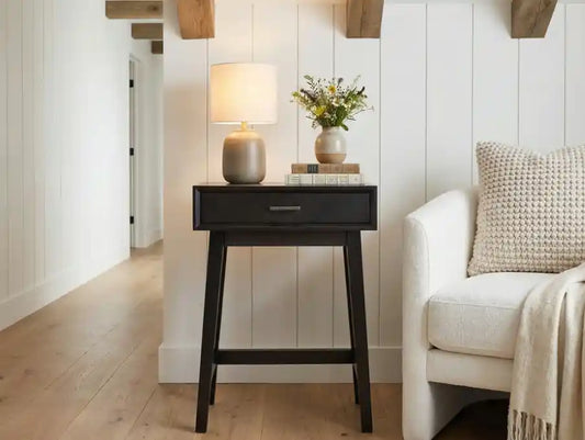 Malia One Drawer Black Wood Finish Side Table