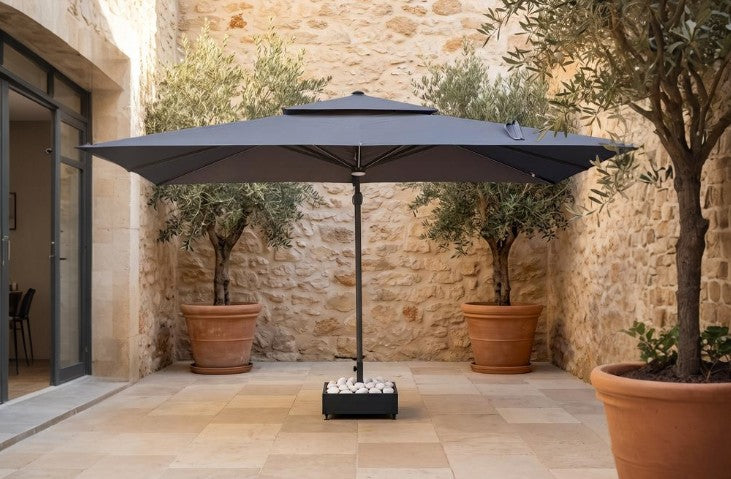 Chimes - Geneva 3m x 2m Rectangular Crank & Tilt Cantilever Parasol - Grey