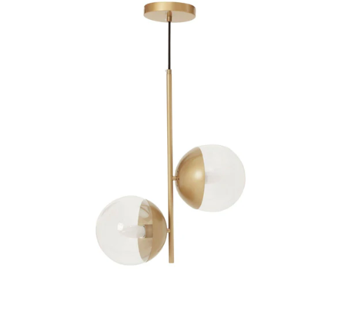 Raine Gold Finish Pendant Light With Two Glass Shades
