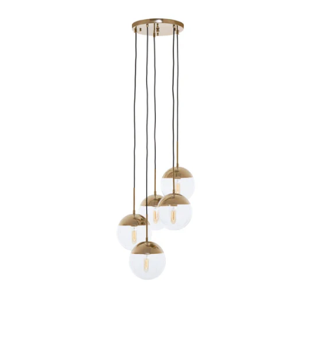 Raine Gold Finish Five Pendant Lights