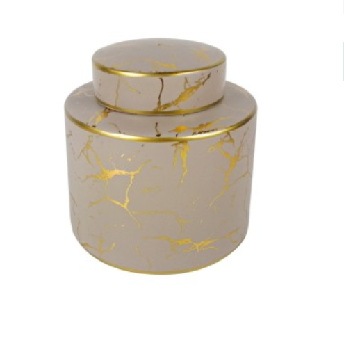 Chimes - Beige and gold crackle jar