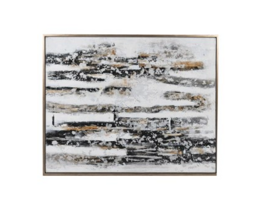 Abstract Gold, Black and White Painting