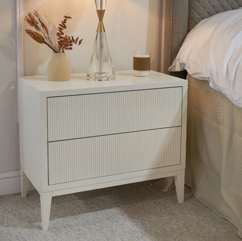 Riva White Finish Wide Bedside Table