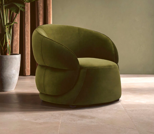 Farrah Forest Green Curved Velvet Chair