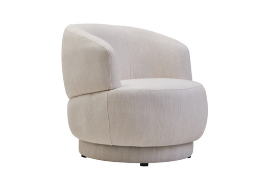 Leila Ivory Linen Curved Chair