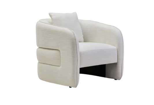 Belini Cream Linen Effect Curved Chair