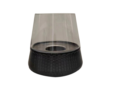 30cm Black & Clear Glass Candle Holder