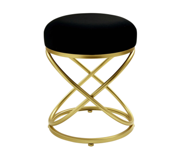 Black Velvet Rizzo Stool with Gold Legs