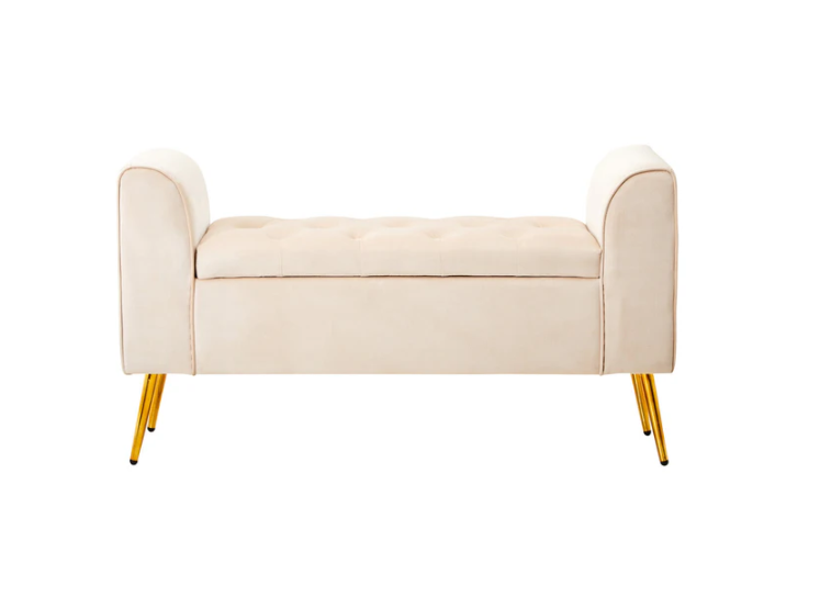 Larin Stone Velvet Ottoman Storage Bench