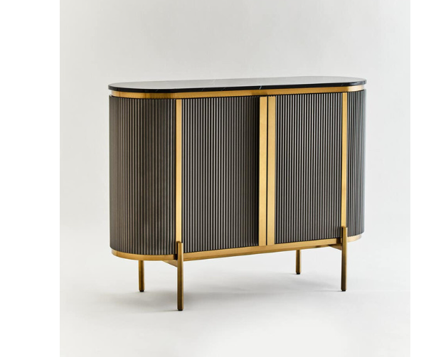 Dante Grey Two Door Sideboard with Black Marble Top