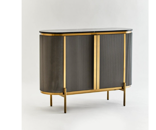 Dante Grey Two Door Sideboard with Black Marble Top