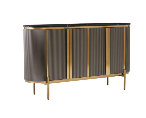 Dante Grey Four Door Sideboard With Black Marble Top