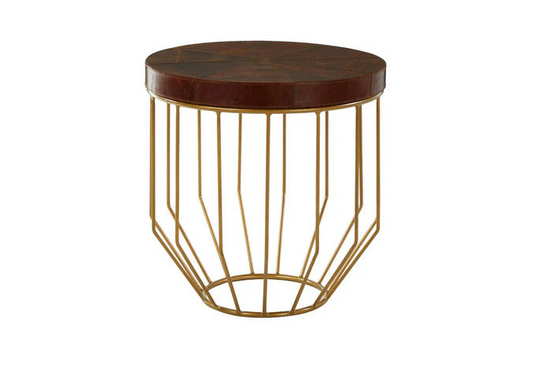 Chelsea Townhouse Side Table - Tan Leather
