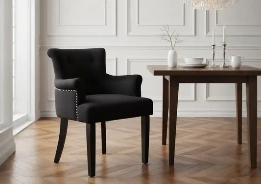 Claude Black Velvet Dining Chair With Ring Back