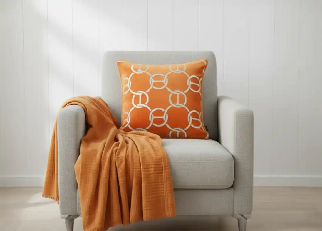 Paul Moneypenny Large Hookup Orange Cushion 56 x 56