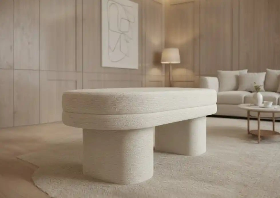 Taupe Chenille Bench