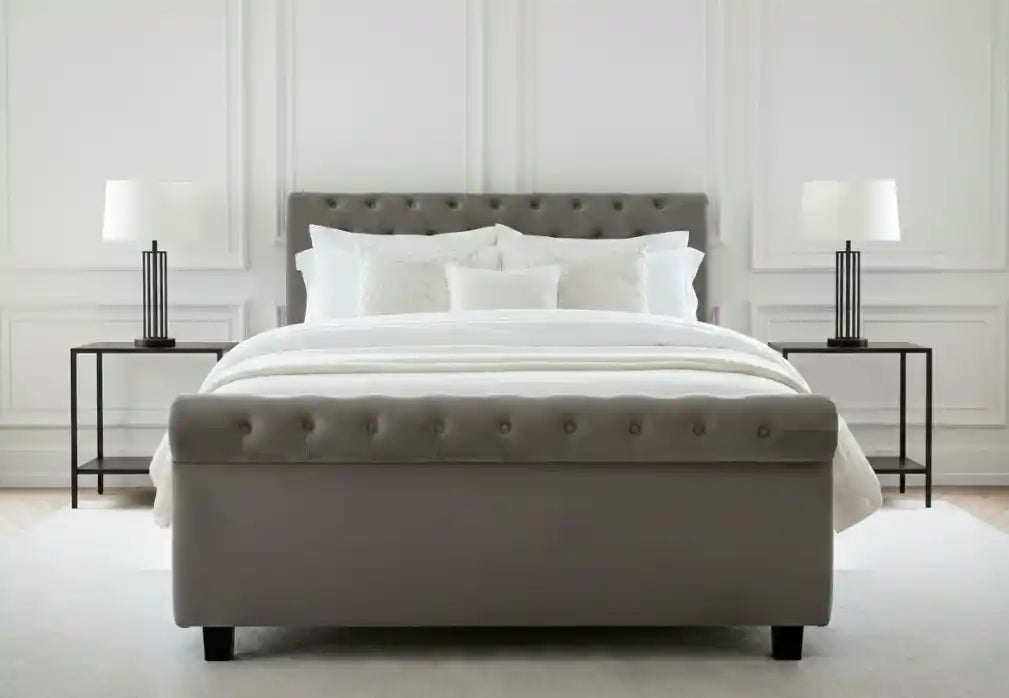 Chimes - Annabelle Light Grey Double Ottoman Bed
