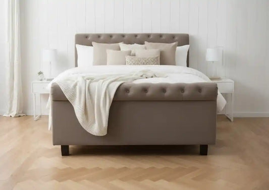 Chimes - Annabelle Beige Double Ottoman Bed