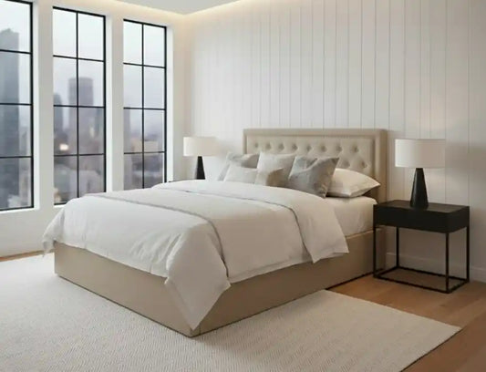 Chimes - Evie Beige Double Ottoman Bed