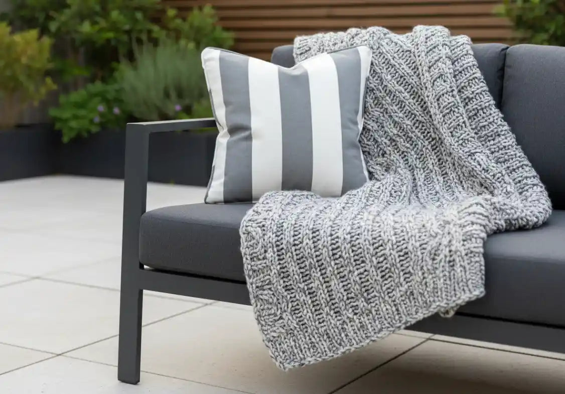 Grey And White Stripe Outdoor Cushion