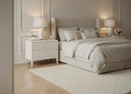 Riva White Finish Wide Bedside Table