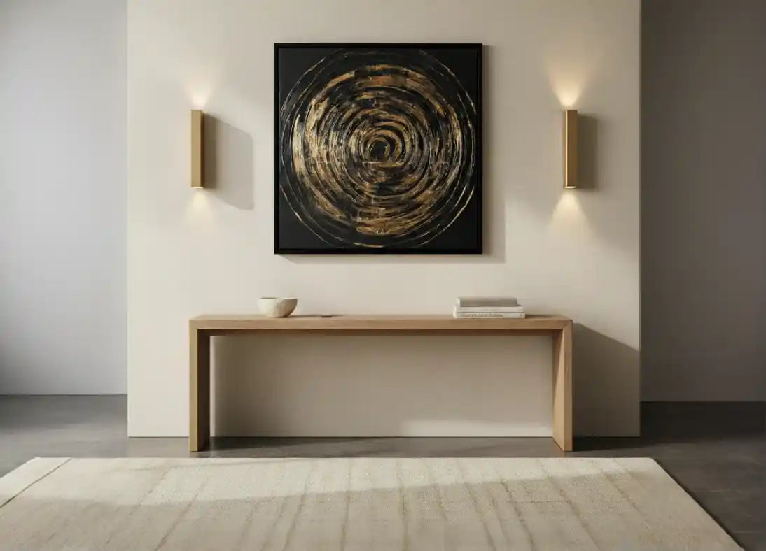 Black and Gold Abstract Framed Canvas