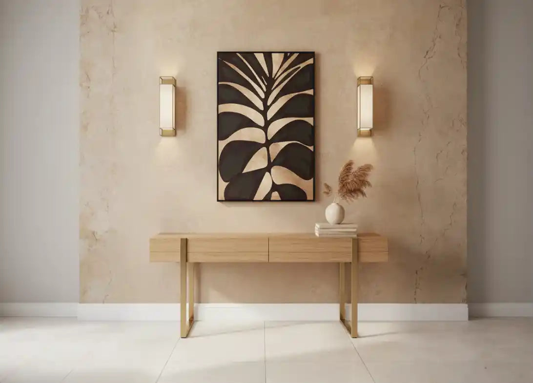 Asia Canvas Black Leaf Design Wall Art