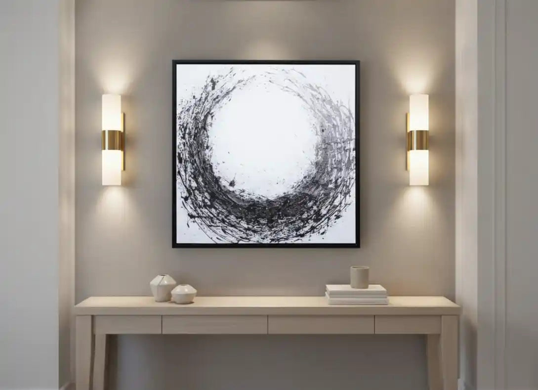 Black and White Framed Embellished Canvas in Frame
