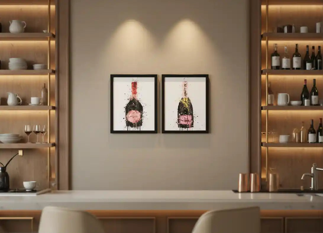 Chimes - Champagne abstract Canvas with frame visual 1 - 30 x 40cm