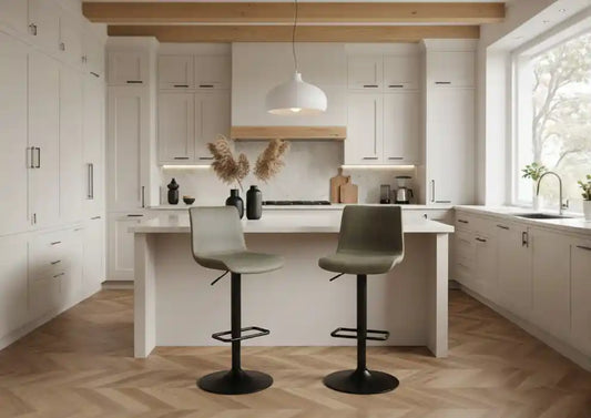 Dakota Set Of Two High Back Ash Bar Stools