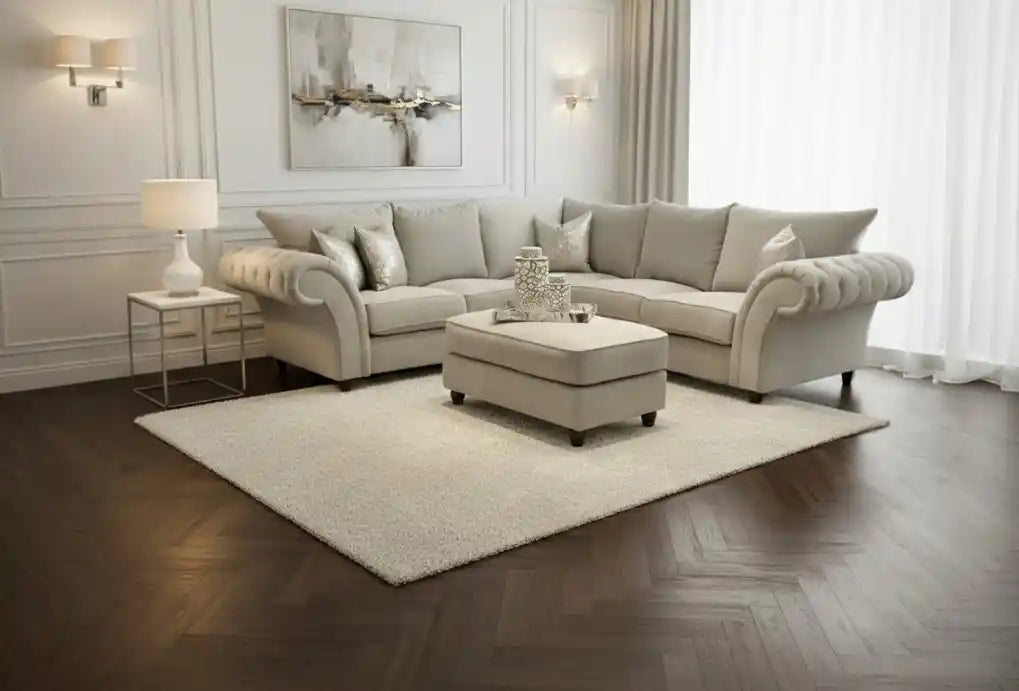 Chimes - Belvedere Corner Sofa - With Foot Stool - Stone