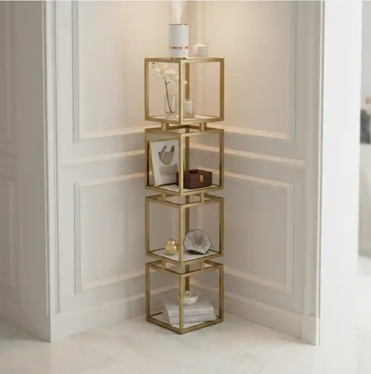 Sasha 4-Tier Square Display Unit Cream and Gold