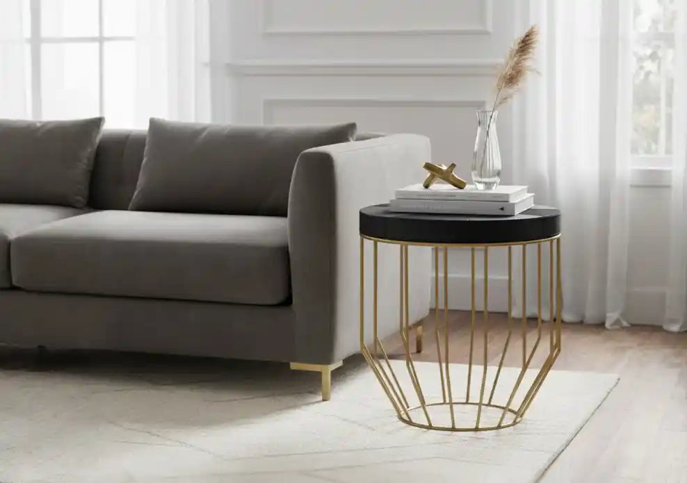 Chelsea Townhouse Hair on Leather Round Side Table